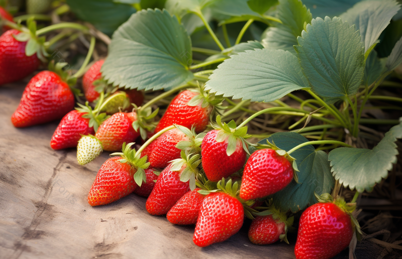 户外棚里生长的草莓实拍摄影图,高清,摄影图,摄影图片,图片大全,摄影图免费下载